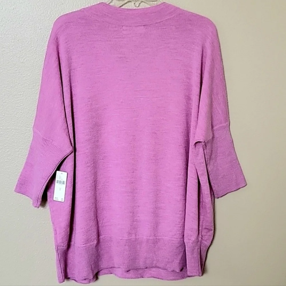 By Anthropologie Merino Wool Oversized Relaxed Slouchy V-Neck Sweater - Size M - Picture 4 of 7